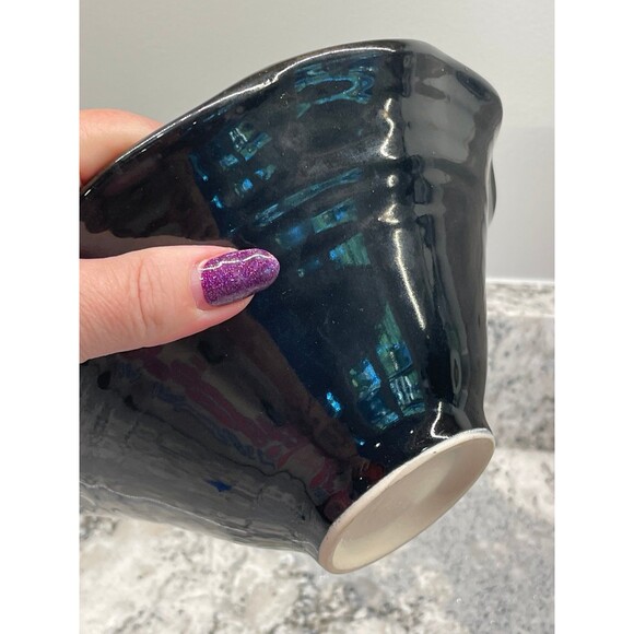 Studio Art Pottery Flared Ruffle Edge Glazed Shallow Bowl Dish Bill Campbell? - Picture 5 of 9